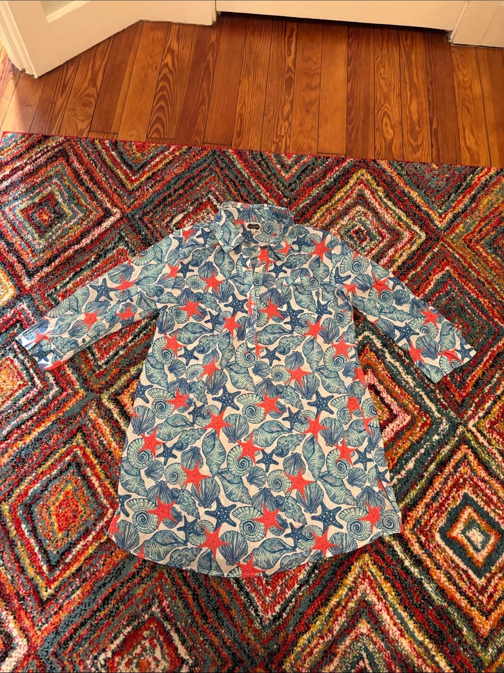 Mud Pie Blue and Coral Sea Life Swim Coverup